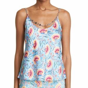 Paco Rabanne Floral Chain Strap Tank Top Blue Size 34